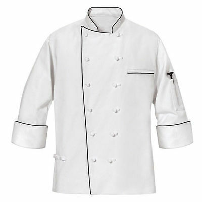 New Womens Master White Chef Coat With Black Piping Long Sleeves Size Xl,4xl